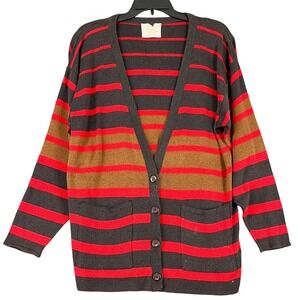 Pendleton Vintage 70s Striped Knit Cardigan Sweater Womens L USA made